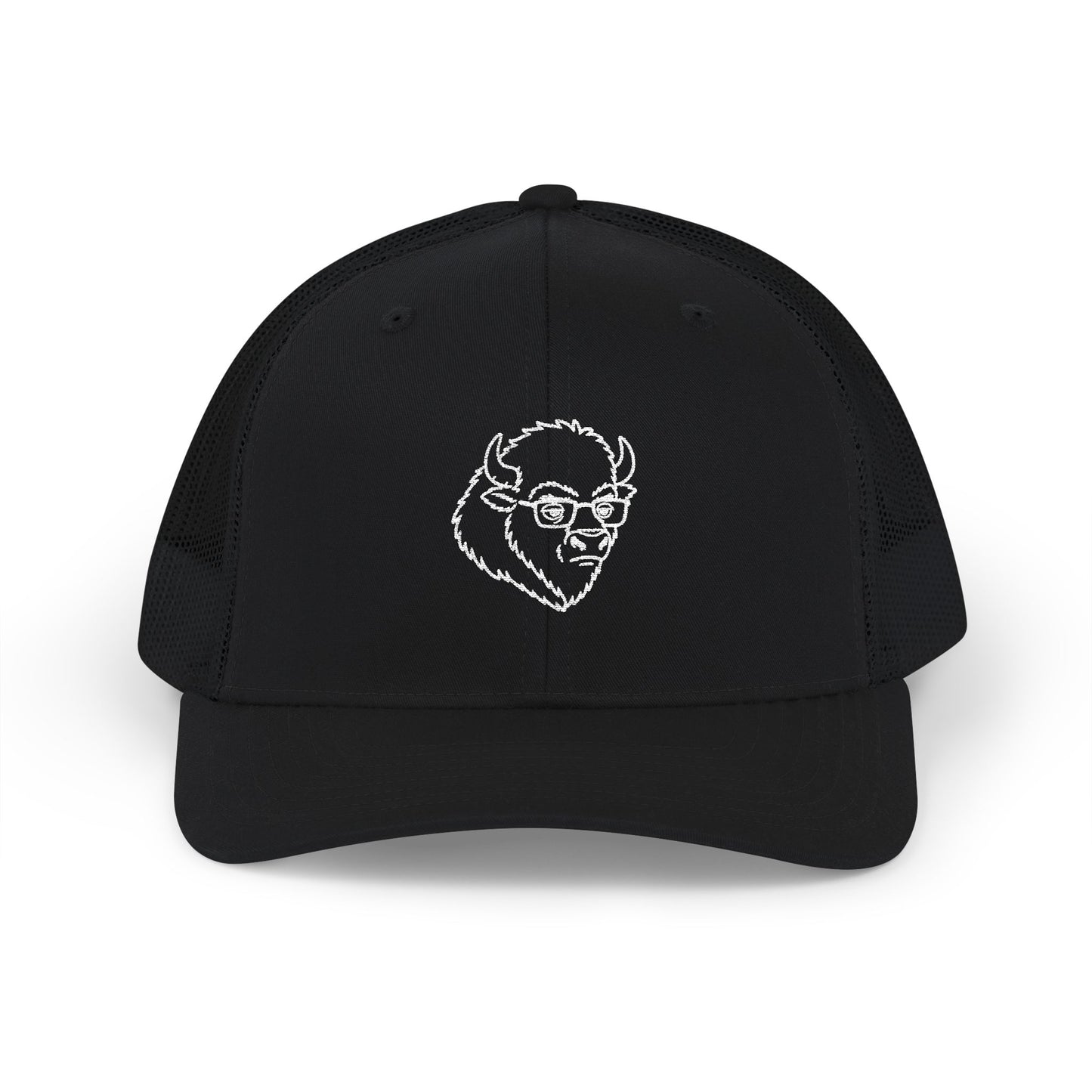 Buffalo Head Snapback Trucker Cap — Minimal Outline Bison Logo Hat