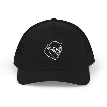Buffalo Head Snapback Trucker Cap — Minimal Outline Bison Logo Hat