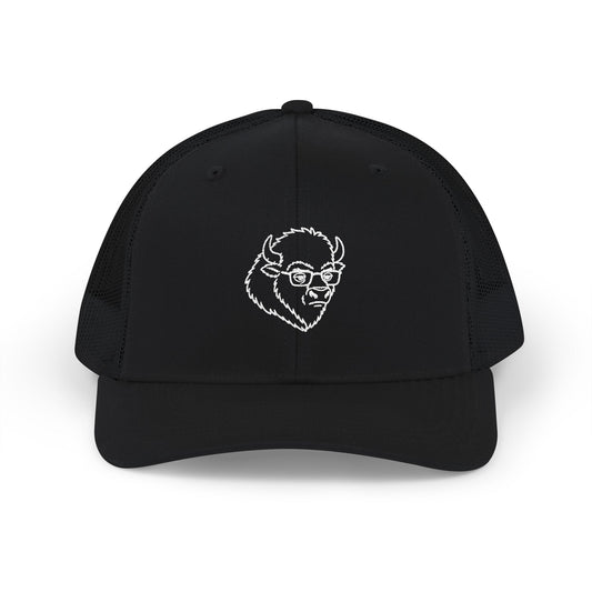Buffalo Head Snapback Trucker Cap — Minimal Outline Bison Logo Hat